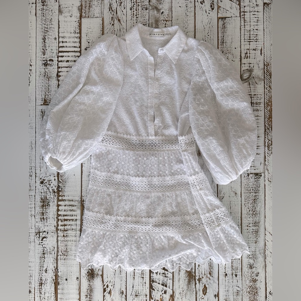 Alice + Olivia Blakesley Eyelet Shirt Dress